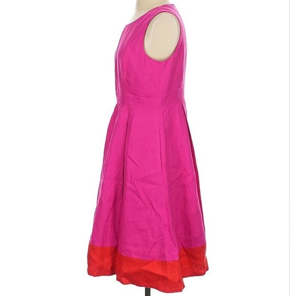 Lafayette 148 Fuchsia Pink Fit And Flare Linen Dress Large - Picture 6 of 9